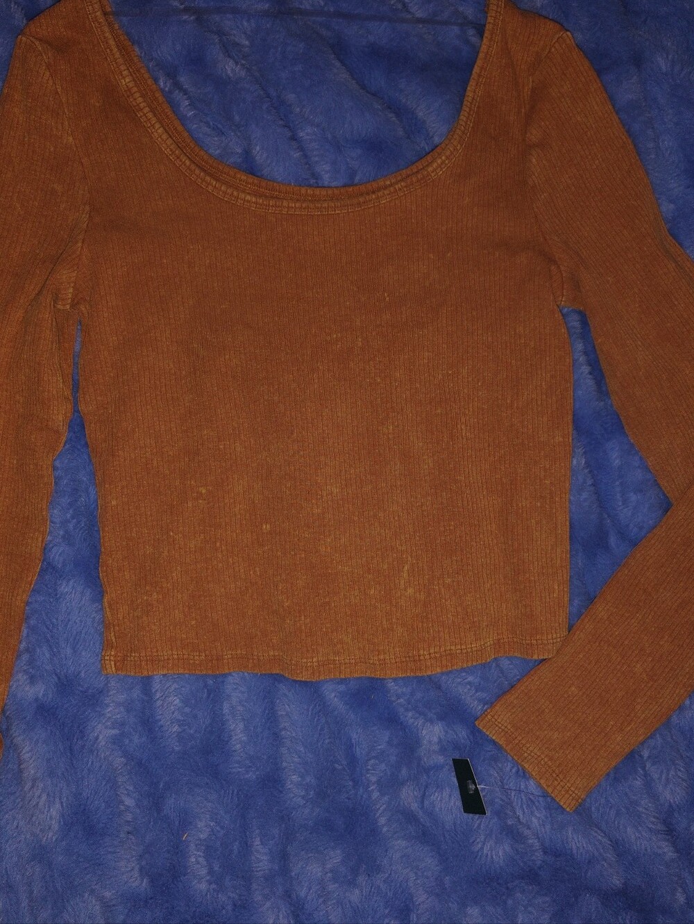 wild fable Rust Scoop-Neck Ribbed Long Sleeve Top